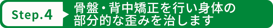 骨盤・背中矯正を行い身体の部分的な歪みを治します